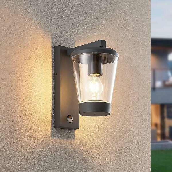 Trio Lighting Vonkajšie nástenné svietidlo CAVADO, antracitová farba, výška 28 cm, IP44, Čierna, Hliník, Moderný, Nástenné svietidlo