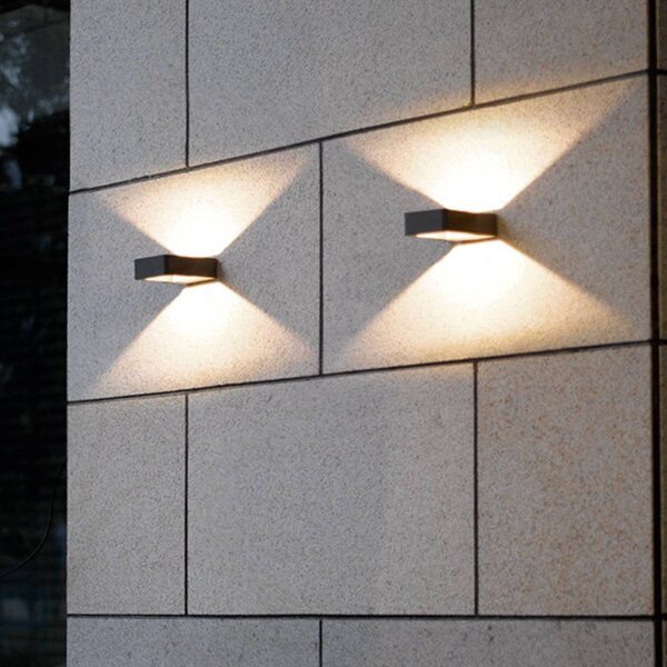 LED vonkajšie nástenné svietidlo RENO, antracitová, šírka 12 cm, kov, IP54, Čierna, Hliník, Moderný, Nástenné svietidlo