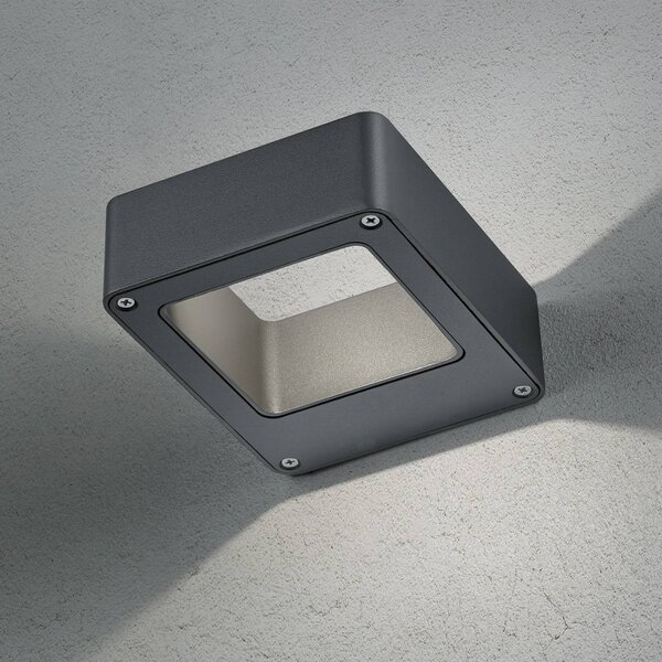 LED vonkajšie nástenné svietidlo RENO, antracitová, šírka 12 cm, kov, IP54, Čierna, Hliník, Moderný, Nástenné svietidlo