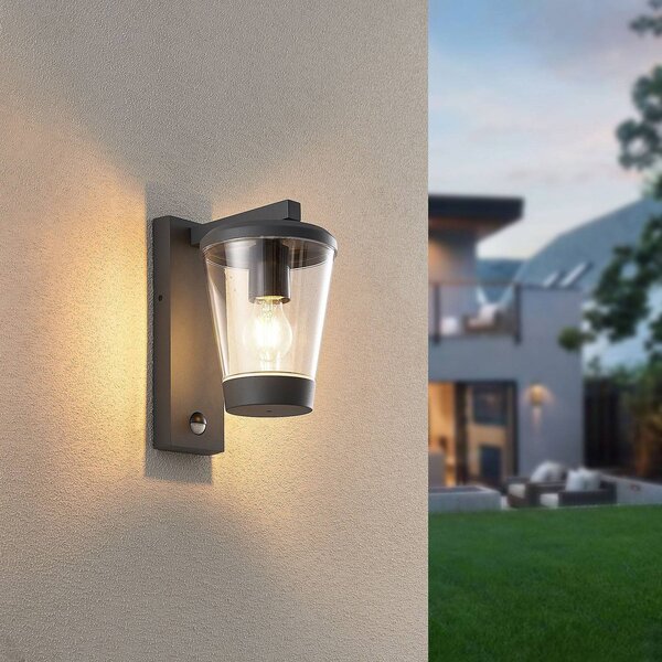 Trio Lighting Vonkajšie nástenné svietidlo CAVADO, antracitová farba, výška 28 cm, IP44, Čierna, Hliník, Moderný, Nástenné svietidlo