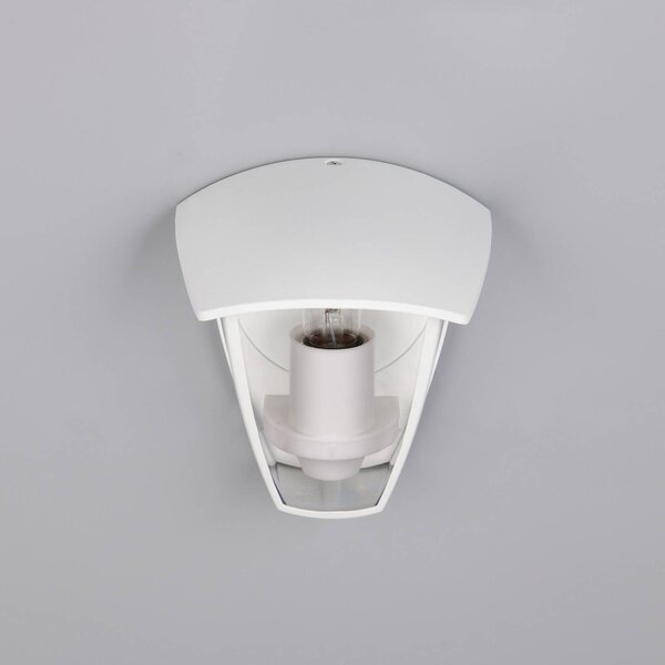 Trio Lighting Vonkajšie nástenné svietidlo VENTA, biele, pätica hore, výška 24 cm, IP44, Biela / opálová, Hliník, Nástenné svietidlo