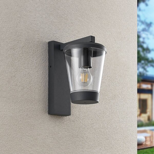 Trio Lighting Vonkajšie nástenné svietidlo CAVADO, antracitová farba, výška 28 cm, IP44, Čierna, Hliník, Moderný, Nástenné svietidlo