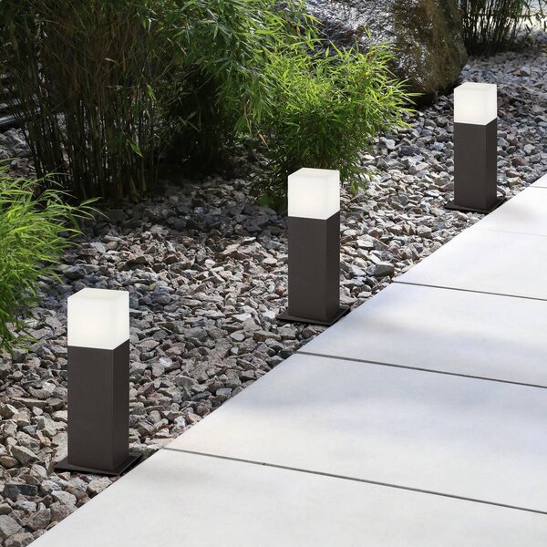 LED podlahové svietidlo HUDSON, antracitová farba, výška 30 cm, kov IP44, Čierna, Hliník, Moderný, Vonkajčie stĺpové osvetlenie