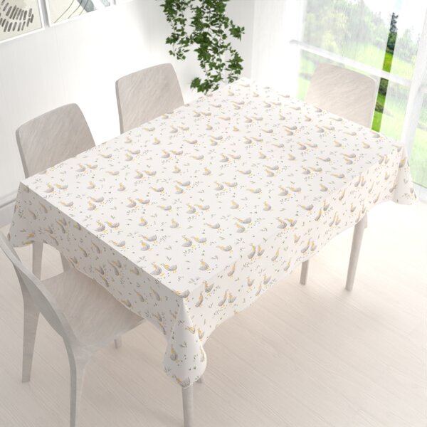 Biante Detský bavlnený obdĺžnikový obrus Sandra SA-585 Sivé husičky na bielom 60x100 cm