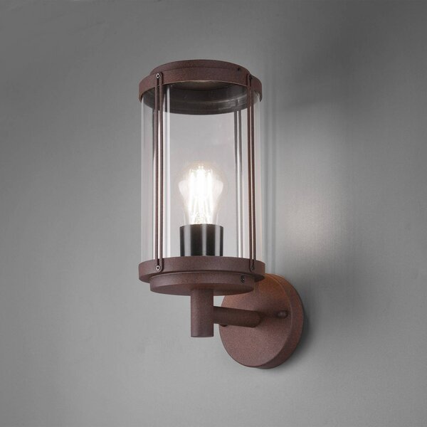 Trio Lighting Vonkajšie nástenné svietidlo TANARO, farba hrdza, výška 33 cm, kov IP44, Hnedá / hrdzavá, Hliník, Moderný, Nástenné svietidlo