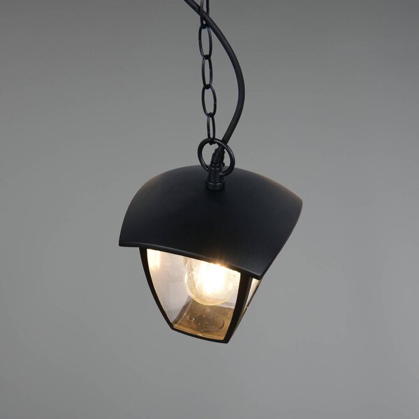 Trio Lighting Vonkajšie závesné svietidlo VENTA, čierne, 17 x cm, kov, IP44, Čierna, Hliník, Závesné svietidlo
