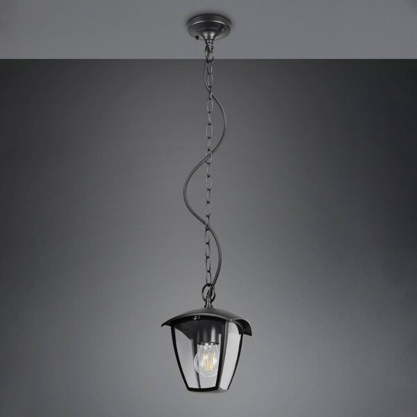Trio Lighting Vonkajšie závesné svietidlo VENTA, čierne, 17 x cm, kov, IP44, Čierna, Hliník, Závesné svietidlo