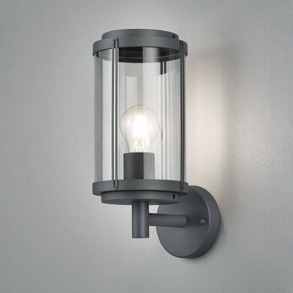 Trio Lighting Vonkajšie nástenné svietidlo TANARO, antracitová farba, výška 33 cm, kov, IP44, Čierna, Hliník, Moderný, Nástenné svietidlo