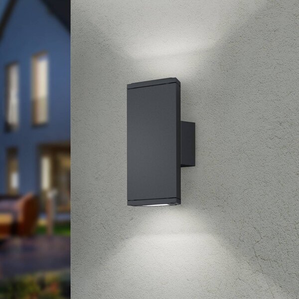 Trio Lighting LED vonkajšie nástenné svietidlo COLORADO antracitová výška 20 cm kov IP54, Čierna, Hliník, Moderný, Nástenné svietidlo