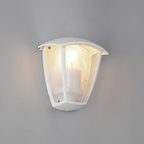 Trio Lighting Vonkajšie nástenné svietidlo VENTA, biele, priľahlé, výška 20 cm, IP44, Biela / opálová, Hliník, Nástenné svietidlo