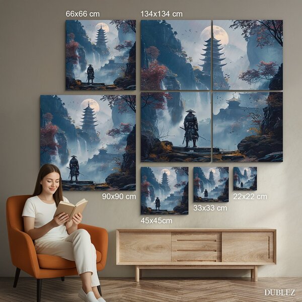 DUBLEZ | Drevený obraz - Samuraj v horách | UV potlač, Premium