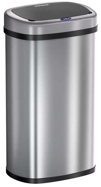 Bezdotykový hranatý odpadkový kôš s USB 50 L - strieborný