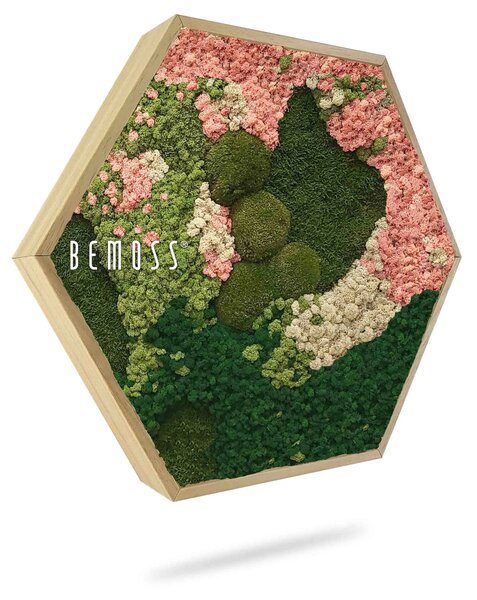 Machový Hexagon BEMOSS® ORTHO PINK - Priemer 30 cm (v najširšom mieste šesťuholníka)