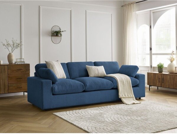Modrá menčestrová pohovka 250 cm Belair – Bobochic Paris