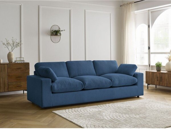Modrá menčestrová pohovka 250 cm Belair – Bobochic Paris