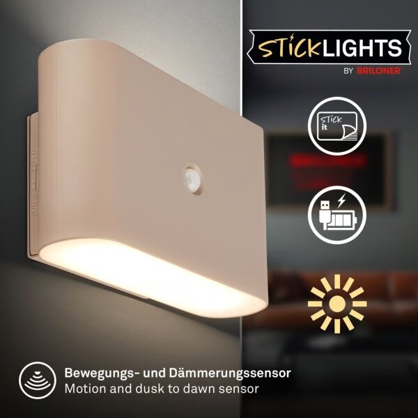 Briloner 3878011 - LED nabíjateľné nástenné svietidlo so senzorom CHAT LED/3W/5V 2000 mAh béžová
