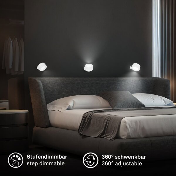 Briloner 3896016 - LED nabíjateľné stmievateľné nástenné svietidlo TARI LED/1,6W/5V 1500 mAh biela