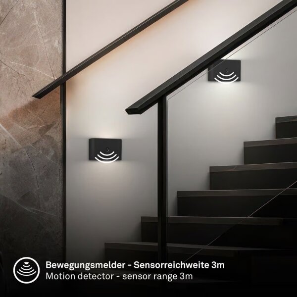 Briloner 3878015 - LED nabíjateľné nástenné svietidlo so senzorom CHAT LED/3W/5V 2000 mAh čierna