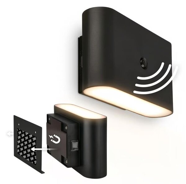 Briloner 3878015 - LED nabíjateľné nástenné svietidlo so senzorom CHAT LED/3W/5V 2000 mAh čierna