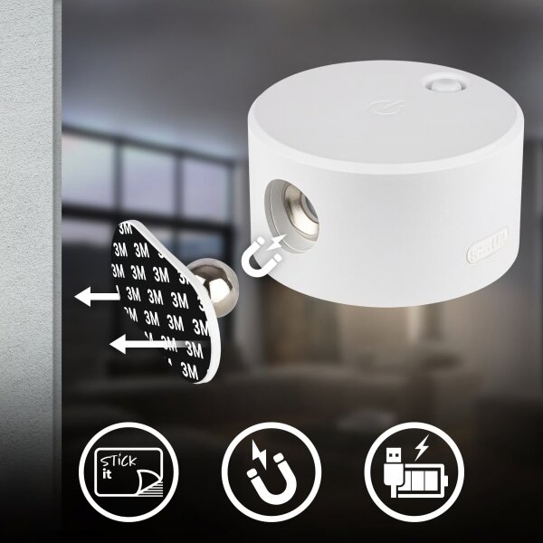 Briloner 3896016 - LED nabíjateľné stmievateľné nástenné svietidlo TARI LED/1,6W/5V 1500 mAh biela