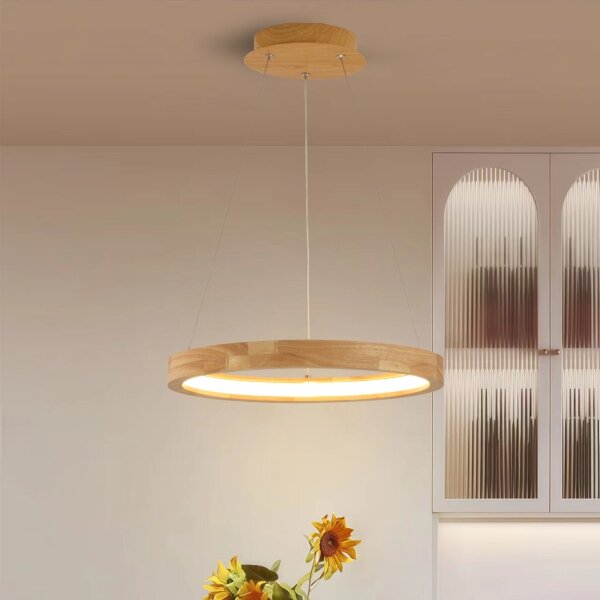 Brilagi - LED luster na lane UMEA WOOD, LED/30W/230V, priemer 40 cm, drevo