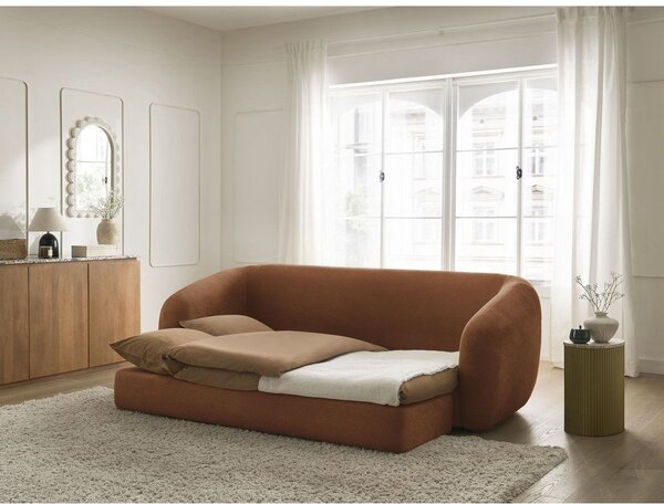 Oranžová ženilková rozkladacia pohovka 228 cm Neyo – Bobochic Paris