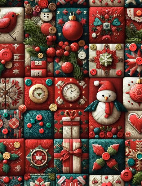 Metráž Elegance Digital - Vianočný patchwork