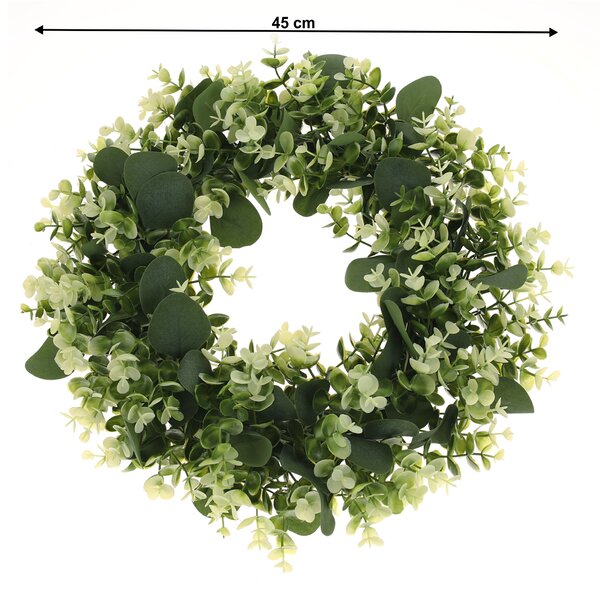 TEMPO-KONDELA GIOIA, dekoračný veniec na dvere, zelená, priemer 45 cm