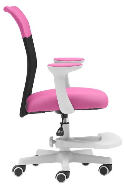Detská stolička Neoseat MONKEY WHITE s podnožou — látka, biela / tmavo ružová