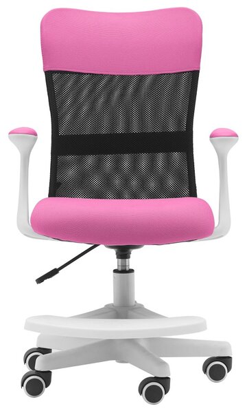 Detská stolička Neoseat MONKEY WHITE s podnožou — látka, biela / tmavo ružová
