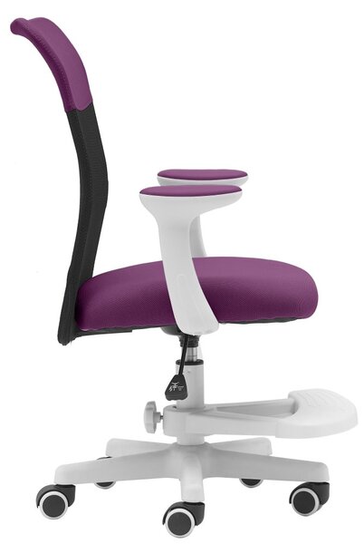 Detská stolička Neoseat MONKEY WHITE s podnožou — látka, biela / fialová