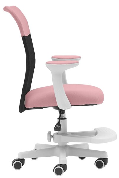 Detská stolička Neoseat MONKEY WHITE s podnožou — látka, biela / svetlo ružová