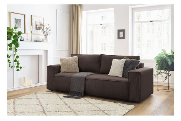 Taupe menčestrová rozkladacia pohovka 245 cm Nihad – Bobochic Paris