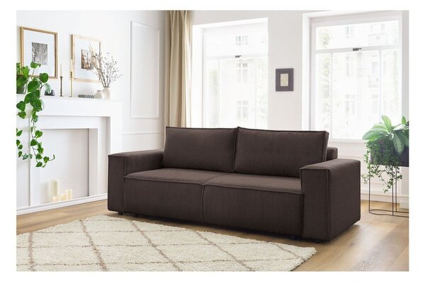 Taupe menčestrová rozkladacia pohovka 245 cm Nihad – Bobochic Paris