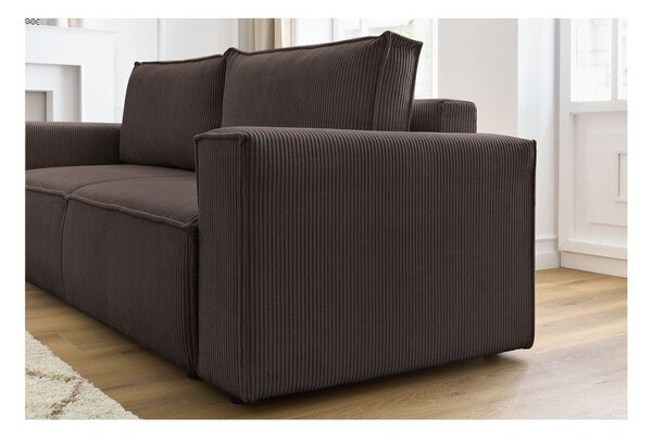 Taupe menčestrová rozkladacia pohovka 245 cm Nihad – Bobochic Paris