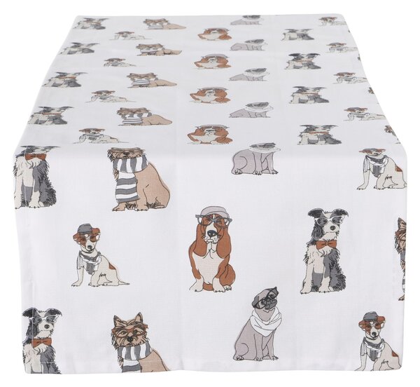 ÚZKY OBRUS, 140/40 cm, biela, svetlosivá, béžová Boltze Home - Textil do domácnosti