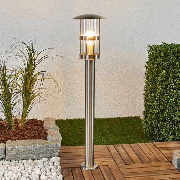 Lindby chodníkové svetlo Noemi, sivá, nerezová oceľ, 80 cm, IP44, Hliník / sivá / zinok, Nehrdzavejúca oceľ, Moderný, Osvetlenie príjazdovej cesty
