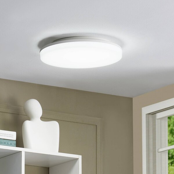 Prios LED stropné svietidlo Artin, Ø 28 cm, biele, IP65, Biela / opálová, Kúpeľňa, Plast, Moderný, Závesné svietidlo