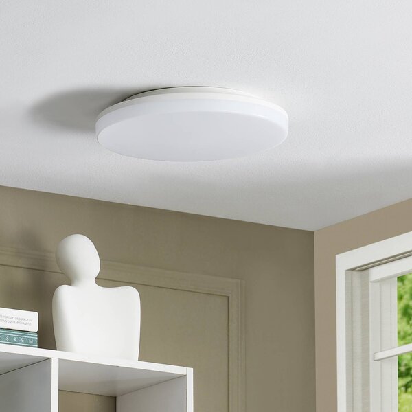 Prios LED stropné svietidlo Artin, Ø 28 cm, biele, IP65, Biela / opálová, Kúpeľňa, Plast, Moderný, Závesné svietidlo
