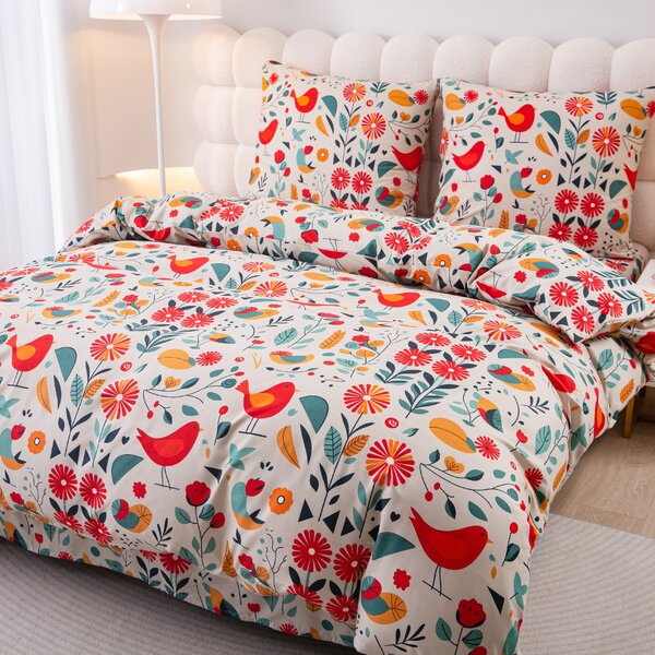 Obliečky z mikrovlákna RETRO VTÁČIK farebné Rozmer obliečky: 2 ks 70 x 90 cm | 200 x 220 cm