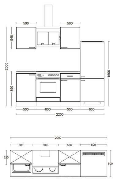KUCHYNSKÁ LINKA WITO 220 220 cm FlexWell - Online Only kuchyne, Online Only