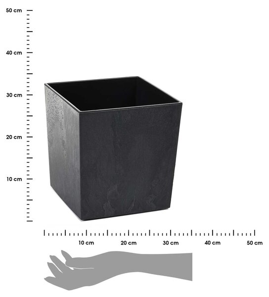 PLASTOVÝ KVETINÁČ FLORE 25X25 CM IMITÁCIA BETÓNU ČIERNA
