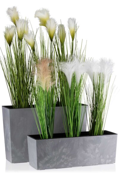 PLASTOVÝ KVETINÁČ BLOOM 36X56 CM IMITÁCIA BETÓNU SIVÁ