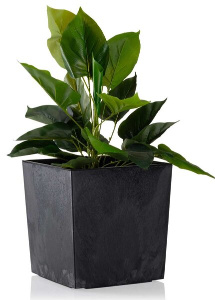 PLASTOVÝ KVETINÁČ FLORE 25X25 CM IMITÁCIA BETÓNU ČIERNA