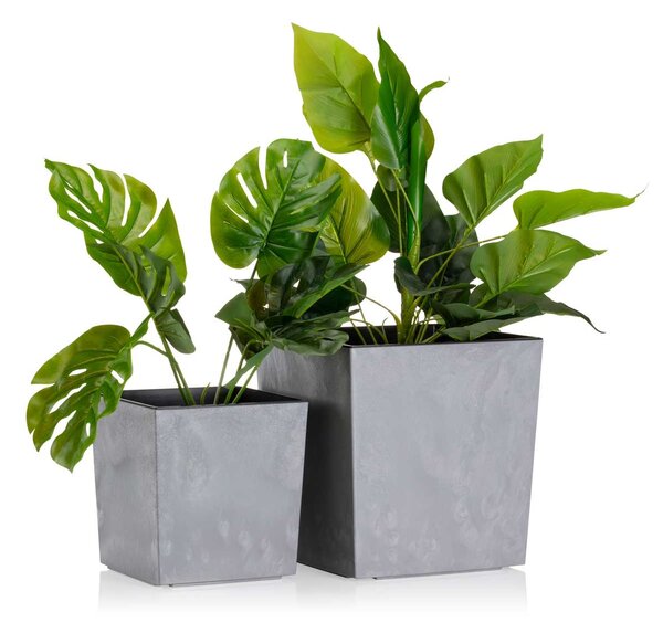 PLASTOVÝ KVETINÁČ FLORE 25X25 CM IMITÁCIA BETÓNU SIVÁ