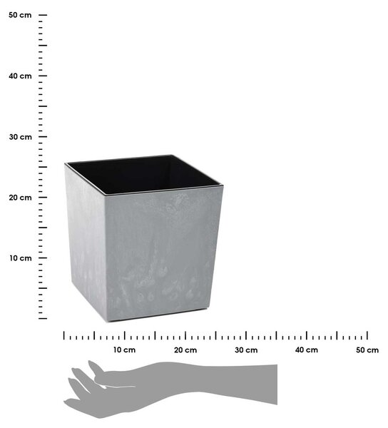 PLASTOVÝ KVETINÁČ FLORE 19X19 CM IMITÁCIA BETÓNU SIVÁ