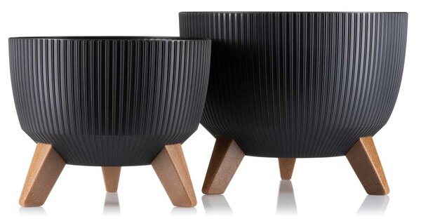 PLASTOVÝ KVETINÁČ ROSA LINEA ECO SADA 2KS 15X24,3 CM+18,3X29,2 CM ČIERNA