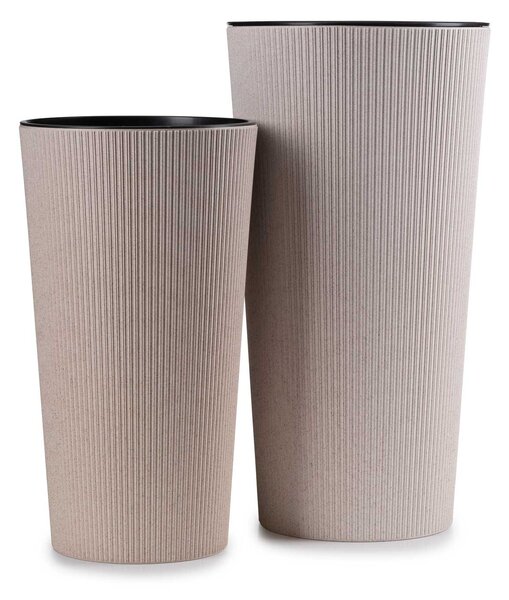 PLASTOVÝ KVETINÁČ URBANIKA ECO SADA 2KS 57X30 CM+46,6X25,5 CM BÉŽOVÁ
