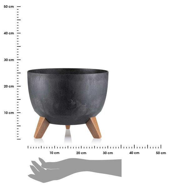 PLASTOVÝ KVETINÁČ ROSA ECO 18X29 CM IMITÁCIA BETÓNU ČIERNA