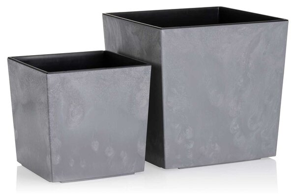 PLASTOVÝ KVETINÁČ FLORE 25X25 CM IMITÁCIA BETÓNU SIVÁ